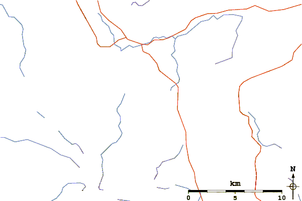 Roads and rivers around High Seat (Lake District)