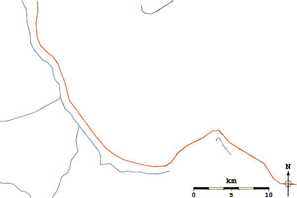 Roads and rivers around Hilgard Peak