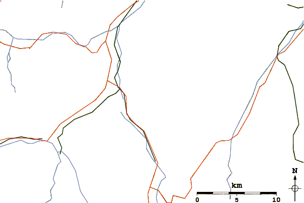 Roads and rivers around Hinderi Spillgerte