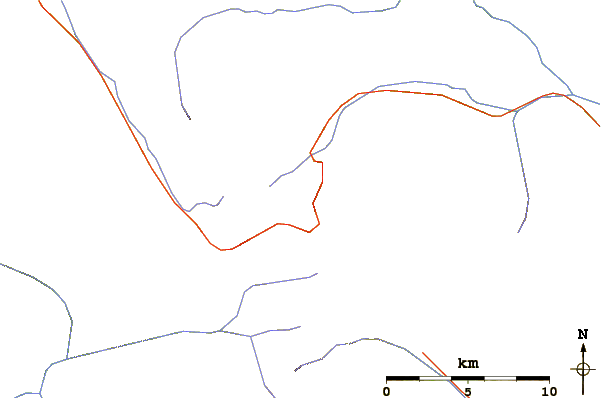 Roads and rivers around Hinkhouse Peak