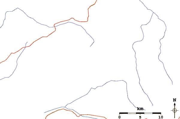 Roads and rivers around Hiram Peak