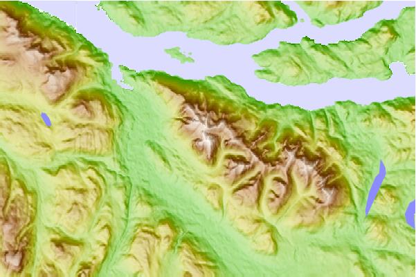 Surf breaks located close to Hkusam Mountain (Prince of Wales Range)