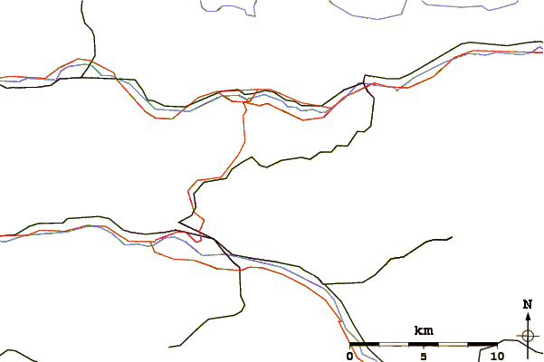 Roads and rivers around Hohenstaufen (mountain)