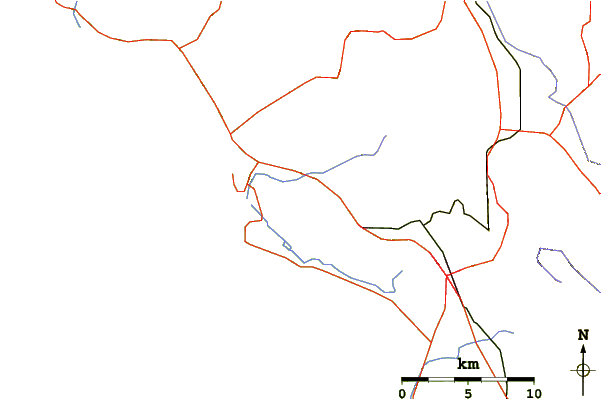 Roads and rivers around Hollister Peak