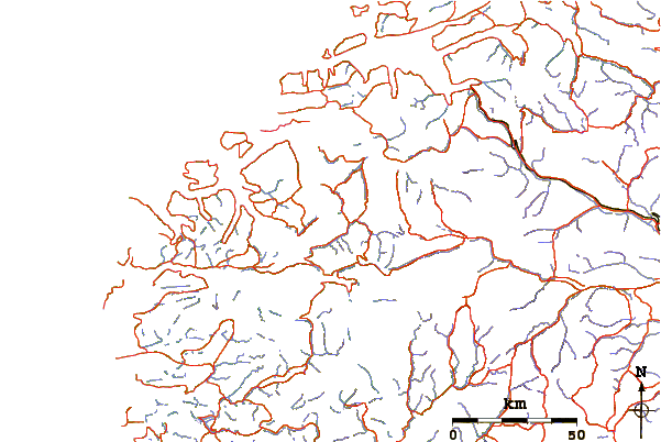 Roads and rivers around Hornindalsrokken