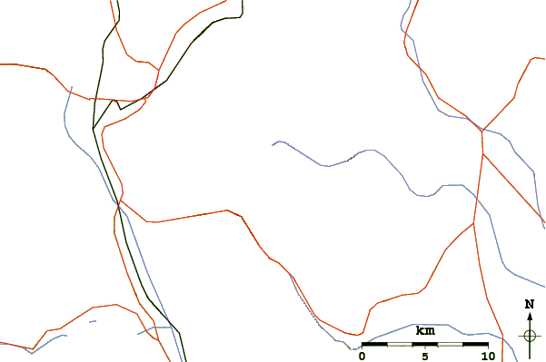 Roads and rivers around Horseshoe Mountain