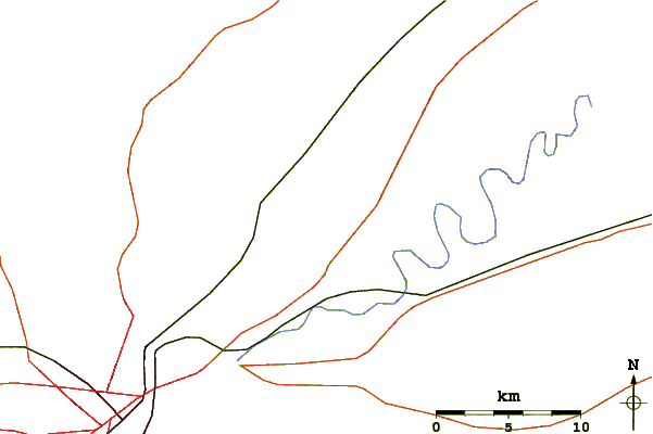 Roads and rivers around House Mountain (Knox County, Tennessee)