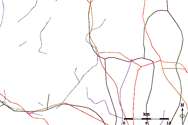 Roads and rivers around Houvenkopf Mountain