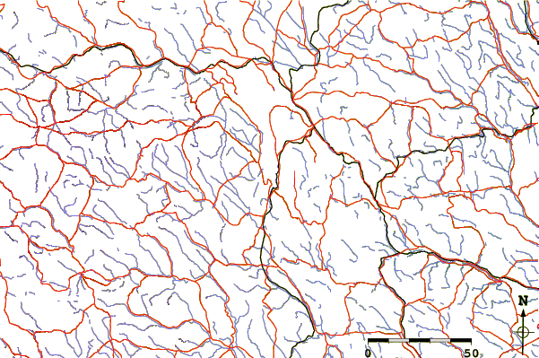 Roads and rivers around Hoverberget