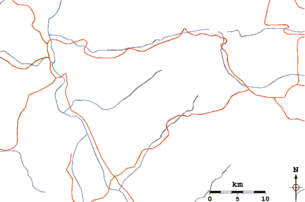 Roads and rivers around Huandoy