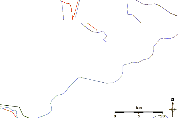 Roads and rivers around Hubbart Peak