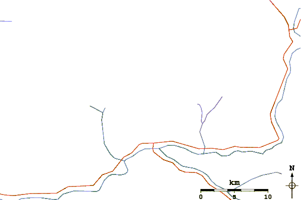 Roads and rivers around Hunza Peak