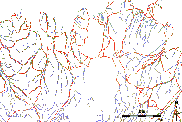 Roads and rivers around Hverfjall