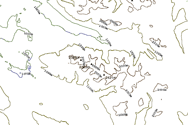 Mountain peaks around Hyalo Ridge