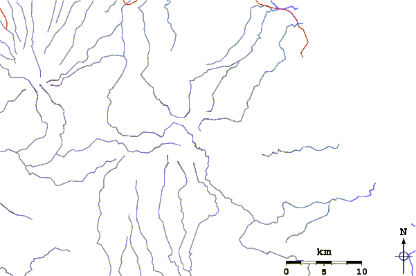 Roads and rivers around Hydrographers Range