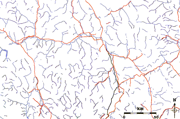 Roads and rivers around Ibex Mountain