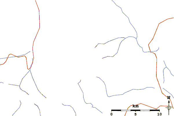 Roads and rivers around Iceberg Peak