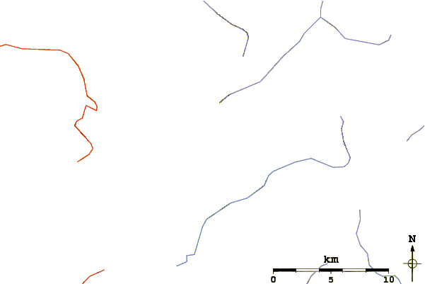 Roads and rivers around Icy Peak