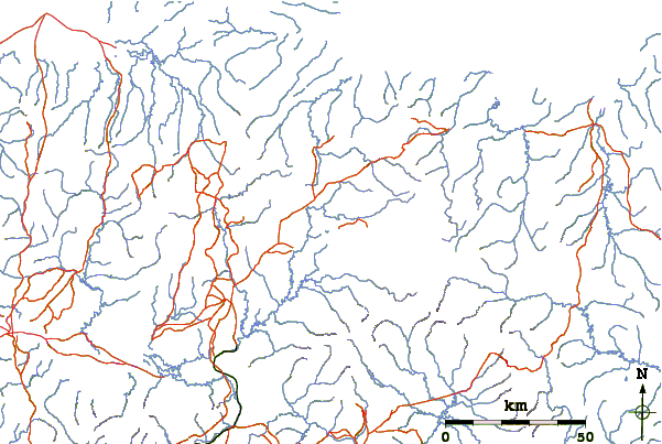 Roads and rivers around Imuruk Lake volcanic field