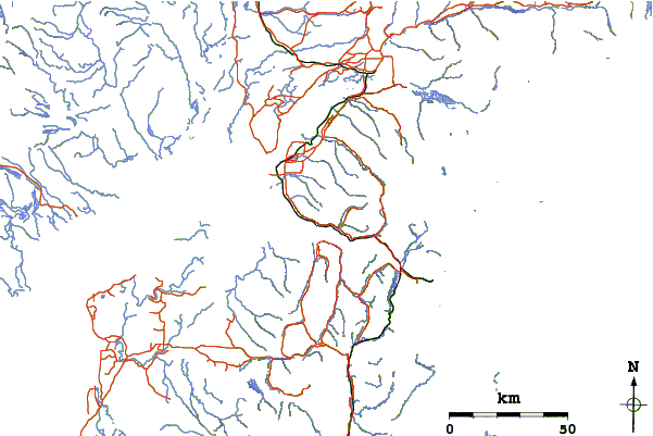 Roads and rivers around Indianhouse Mountain