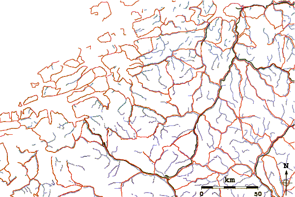 Roads and rivers around Innerdalstårnet