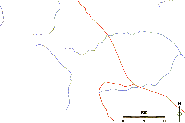 Roads and rivers around Inyo Craters