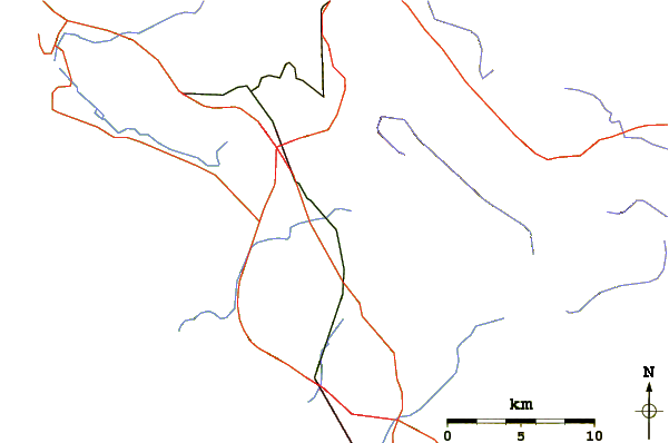 Roads and rivers around Islay Hill