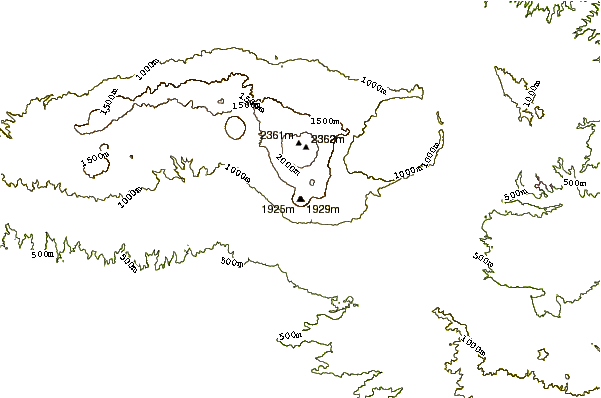 Mountain peaks around Izalco (volcano)