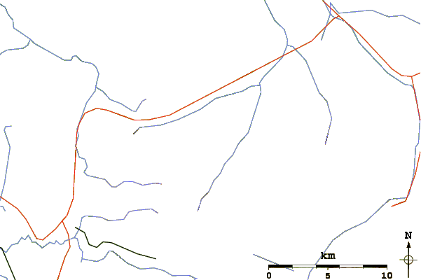 Roads and rivers around Jagged Mountain