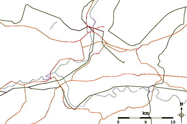 Roads and rivers around Jakobsberg (Porta Westfalica)