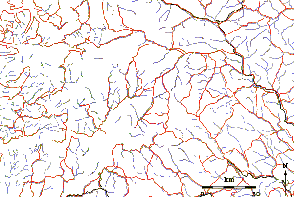 Roads and rivers around Jervvasstind