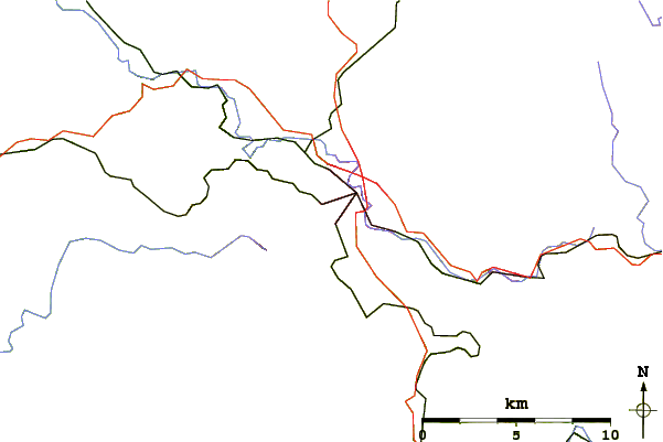 Roads and rivers around Jested