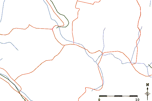 Roads and rivers around Ježevac (mountain)