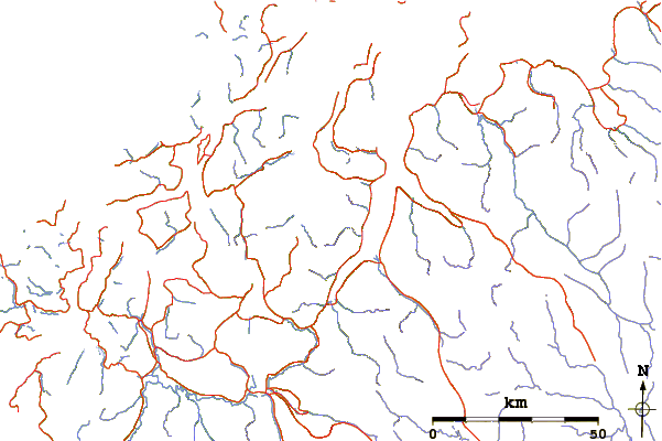 Roads and rivers around Jiehkkevarri