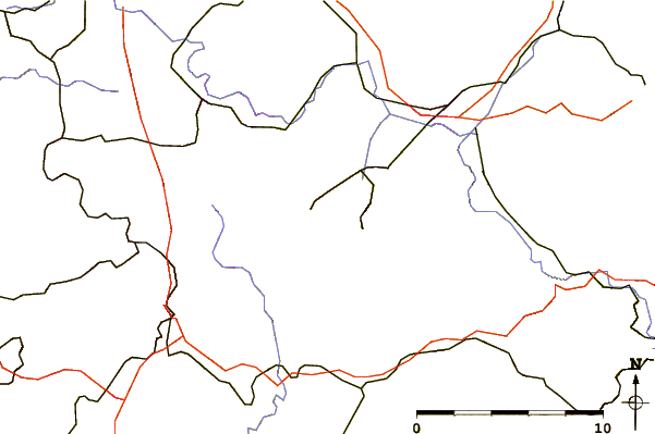 Roads and rivers around Jonsberg (Zittau Mountains)
