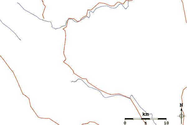 Roads and rivers around Junipero Serra Peak