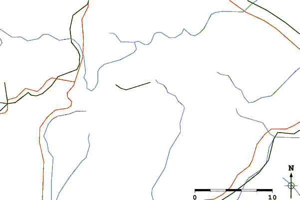 Roads and rivers around Kalnik (mountain)