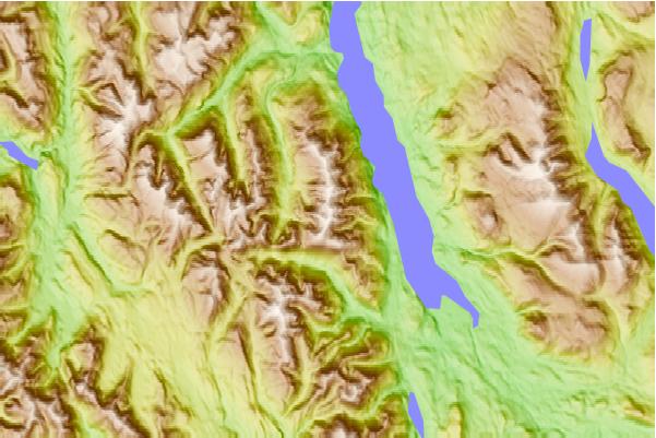 Surf breaks located close to Karmutzen Mountain (Karmutzen Range)