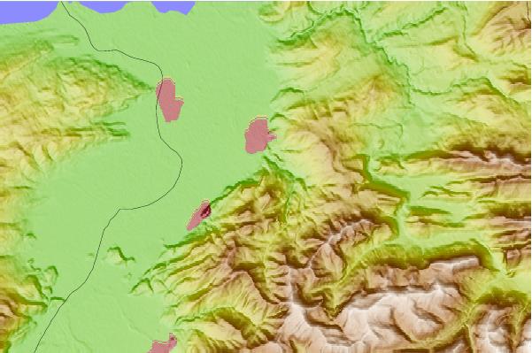 Surf breaks located close to Karren (mountain)