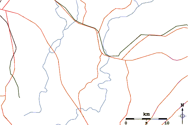 Roads and rivers around Keel Mountain (Alabama)