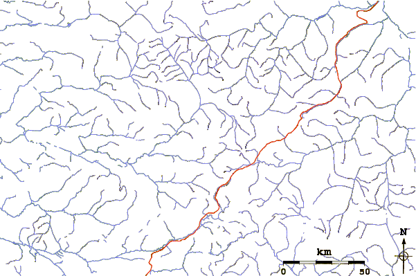 Roads and rivers around Keele Peak