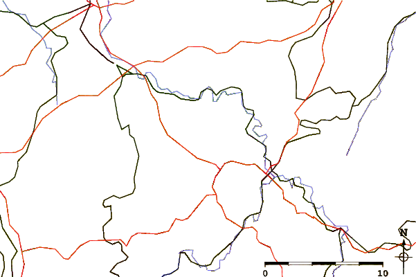 Roads and rivers around Keilberg (Schneeberg)