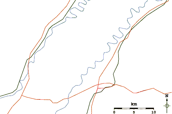 Roads and rivers around Kennedy Peak