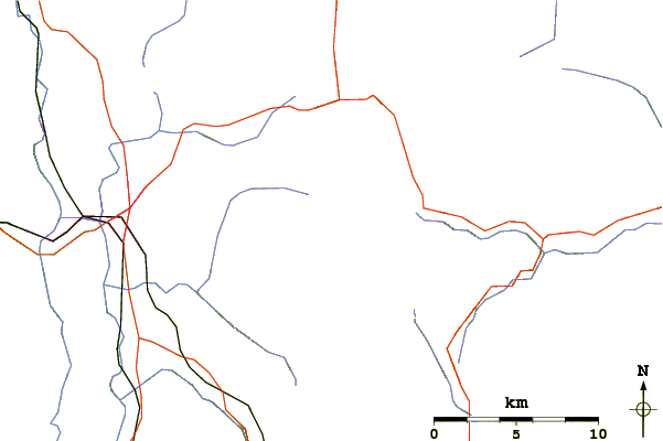 Roads and rivers around Killington Peak