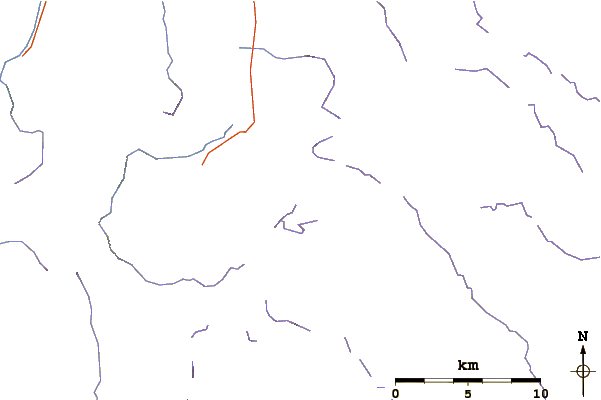 Roads and rivers around King Davids Peak