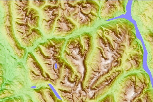 Surf breaks located close to Kings Peak (Elk River Mountains)