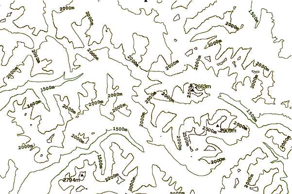 Mountain peaks around Kishinena Peak