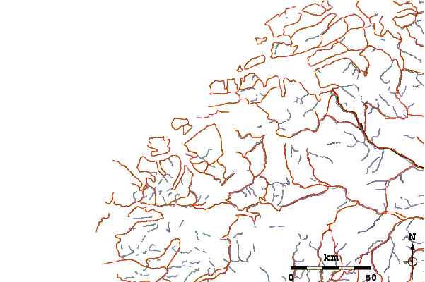 Roads and rivers around Kolåstinden