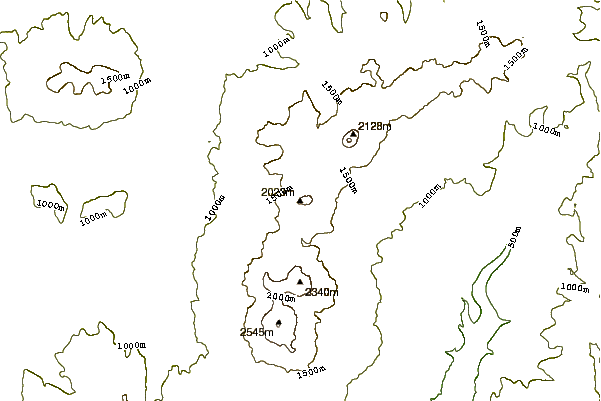 Mountain peaks around Komarov (volcano)