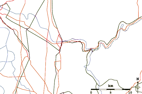 Roads and rivers around Königstuhl (Odenwald)